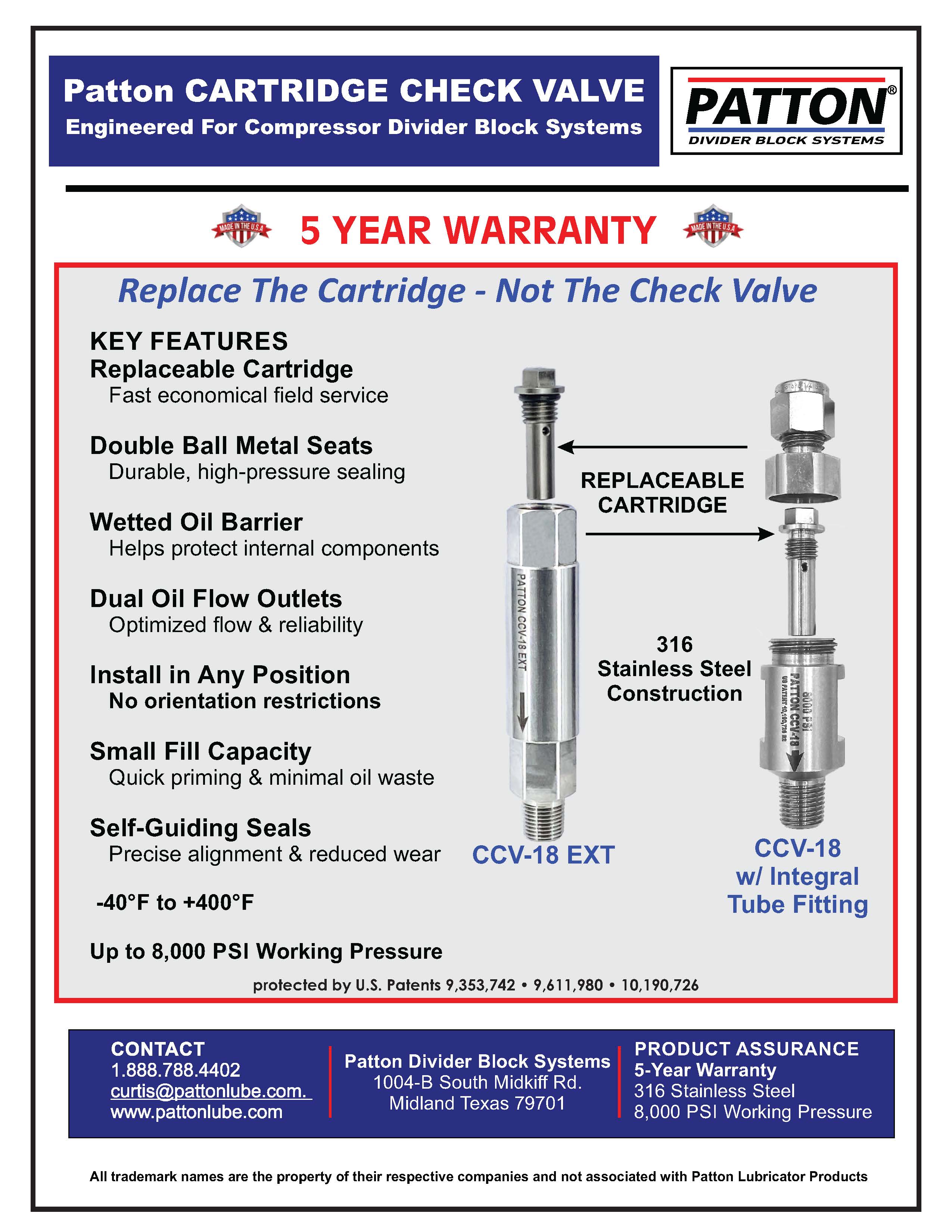 Cartridge check valve brochure page 1